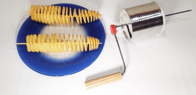 Manivela DIY para Fatiador de Batatas: Facilite a sua vida na cozinha! 1 Manivela fatiador de batata com lata reciclavel